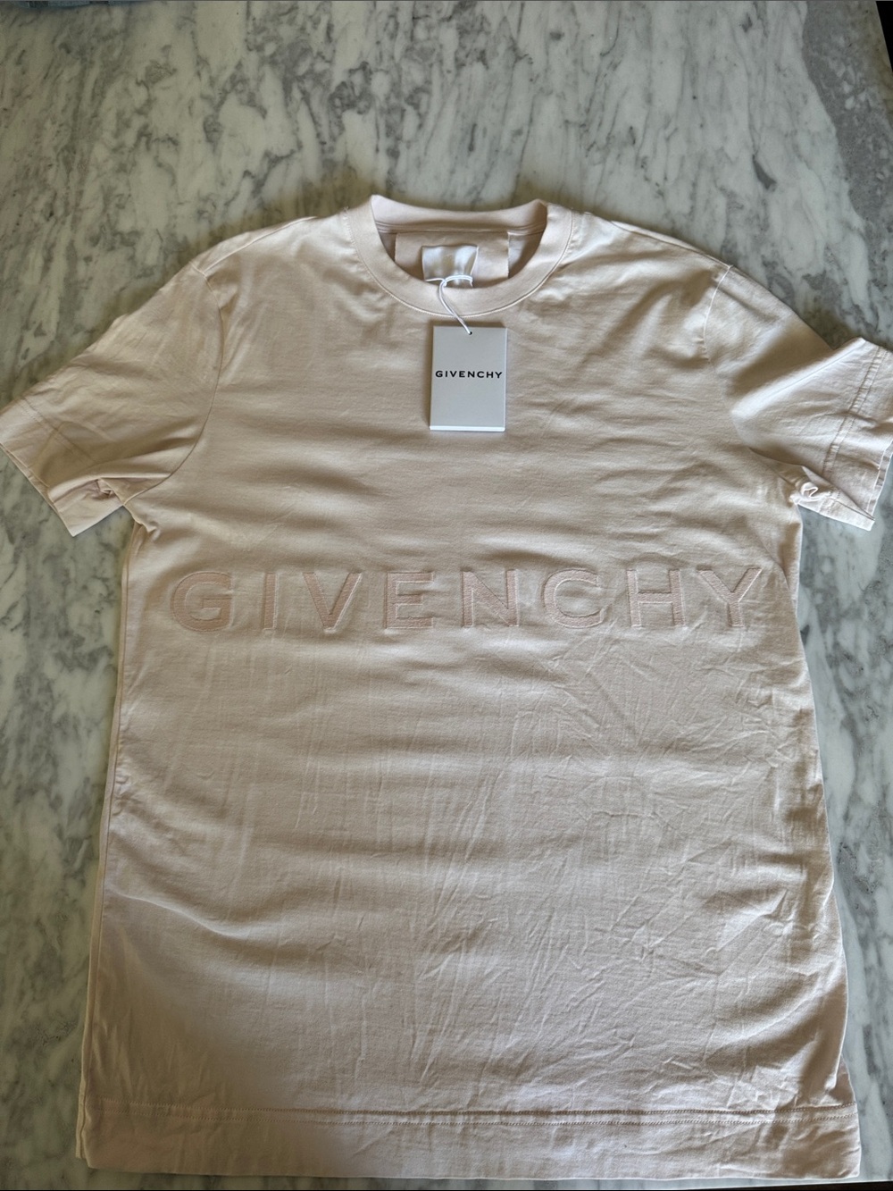 Givenchy Pale Pink Embossed Logo Short Sleeve Tee